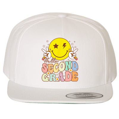 Hello Second Grade Funny Smile Face 2nd Grade Back To School Wool Snapback Cap