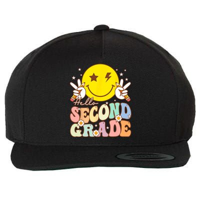 Hello Second Grade Funny Smile Face 2nd Grade Back To School Wool Snapback Cap