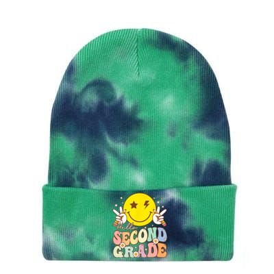 Hello Second Grade Funny Smile Face 2nd Grade Back To School Tie Dye 12in Knit Beanie