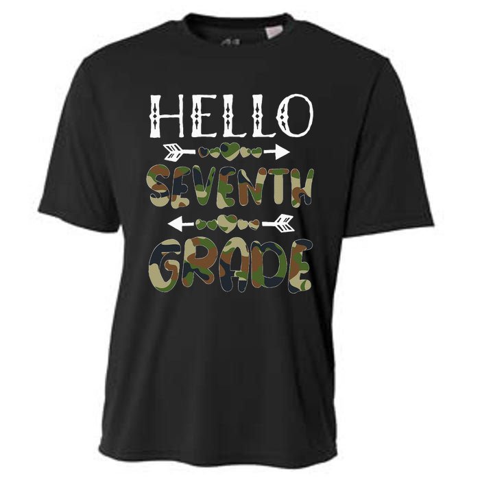 Hello Seventh Grade Back To School 1st Day Camo Teachers Cooling Performance Crew T-Shirt