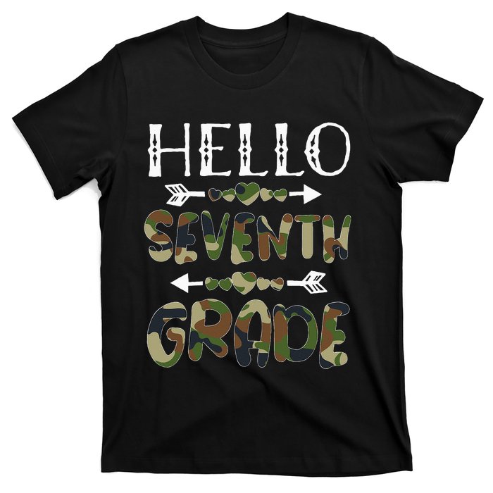 Hello Seventh Grade Back To School 1st Day Camo Teachers T-Shirt