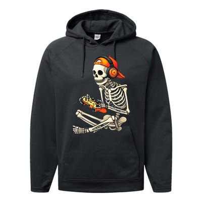 Halloween Skeleton Gamer Video Gaming Performance Fleece Hoodie