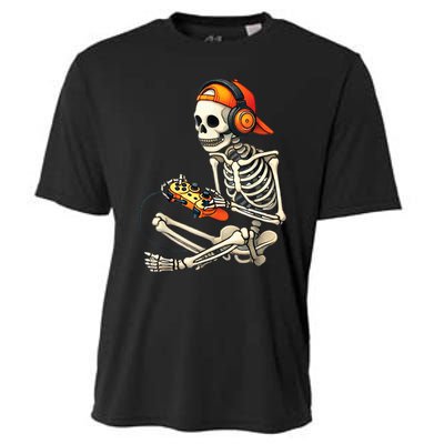 Halloween Skeleton Gamer Video Gaming Cooling Performance Crew T-Shirt