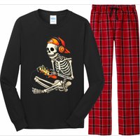 Halloween Skeleton Gamer Video Gaming Long Sleeve Pajama Set