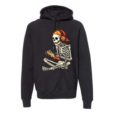 Halloween Skeleton Gamer Video Gaming Premium Hoodie