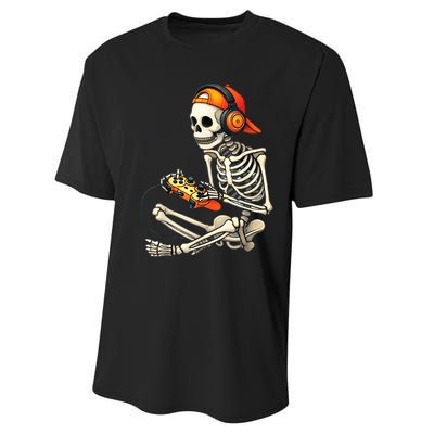 Halloween Skeleton Gamer Video Gaming Performance Sprint T-Shirt