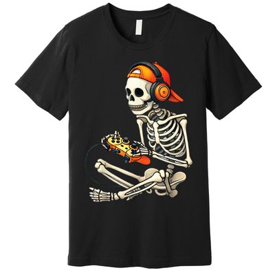 Halloween Skeleton Gamer Video Gaming Premium T-Shirt