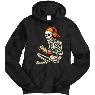 Halloween Skeleton Gamer Video Gaming Tie Dye Hoodie