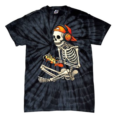 Halloween Skeleton Gamer Video Gaming Tie-Dye T-Shirt