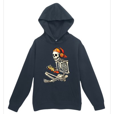 Halloween Skeleton Gamer Video Gaming Urban Pullover Hoodie