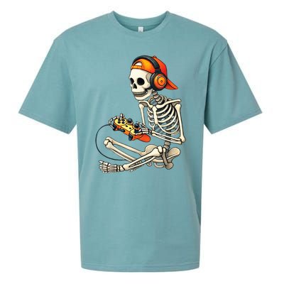 Halloween Skeleton Gamer Video Gaming Sueded Cloud Jersey T-Shirt