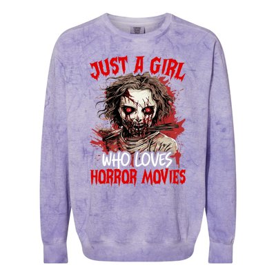 Halloween Scary Ghost Just A Girl Who Loves Horror Movie Colorblast Crewneck Sweatshirt