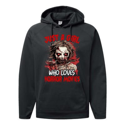 Halloween Scary Ghost Just A Girl Who Loves Horror Movie Performance Fleece Hoodie