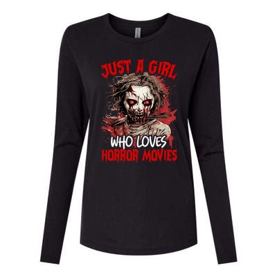 Halloween Scary Ghost Just A Girl Who Loves Horror Movie Womens Cotton Relaxed Long Sleeve T-Shirt