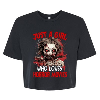 Halloween Scary Ghost Just A Girl Who Loves Horror Movie Bella+Canvas Jersey Crop Tee