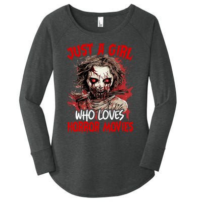 Halloween Scary Ghost Just A Girl Who Loves Horror Movie Women's Perfect Tri Tunic Long Sleeve Shirt