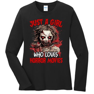 Halloween Scary Ghost Just A Girl Who Loves Horror Movie Ladies Long Sleeve Shirt