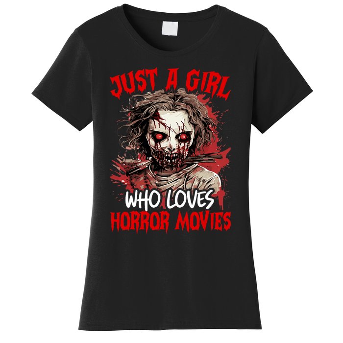 Halloween Scary Ghost Just A Girl Who Loves Horror Movie Women's T-Shirt