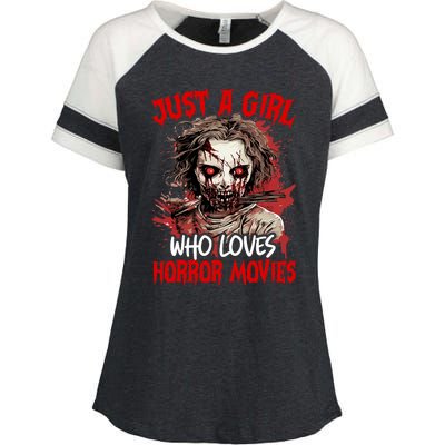 Halloween Scary Ghost Just A Girl Who Loves Horror Movie Enza Ladies Jersey Colorblock Tee