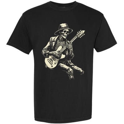 Happy Skeleton Guitar Guy Spooky Halloween Rock Band Concert Garment-Dyed Heavyweight T-Shirt
