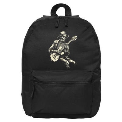 Happy Skeleton Guitar Guy Spooky Halloween Rock Band Concert 16 in Basic Backpack