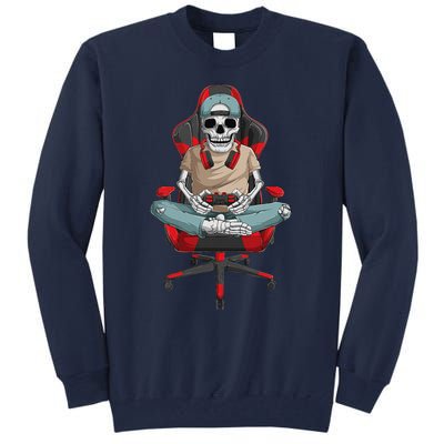 Halloween Skeleton Gamer Video Gaming Tall Sweatshirt