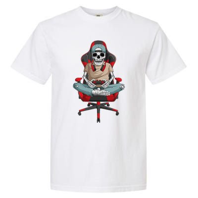 Halloween Skeleton Gamer Video Gaming Garment-Dyed Heavyweight T-Shirt