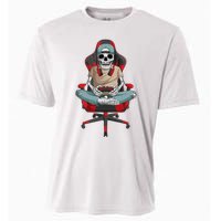 Halloween Skeleton Gamer Video Gaming Cooling Performance Crew T-Shirt