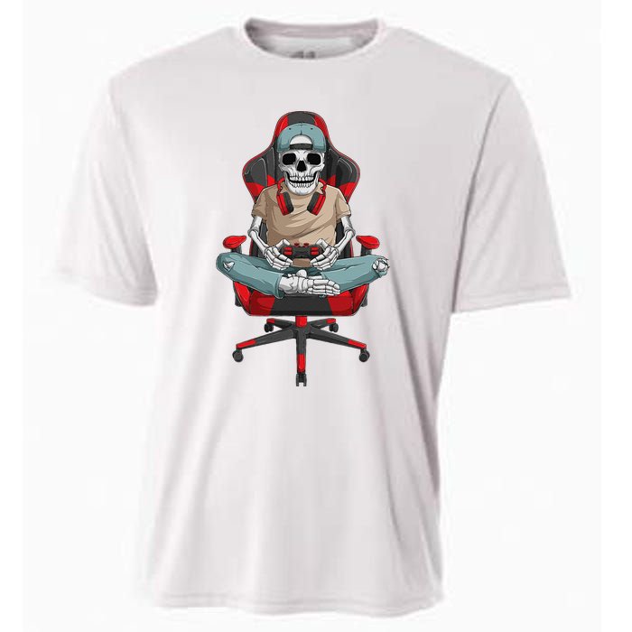 Halloween Skeleton Gamer Video Gaming Cooling Performance Crew T-Shirt