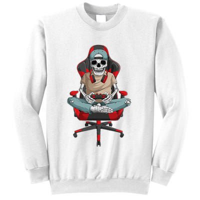 Halloween Skeleton Gamer Video Gaming Sweatshirt