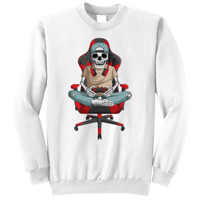 Halloween Skeleton Gamer Video Gaming Sweatshirt