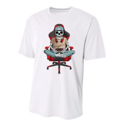 Halloween Skeleton Gamer Video Gaming Performance Sprint T-Shirt