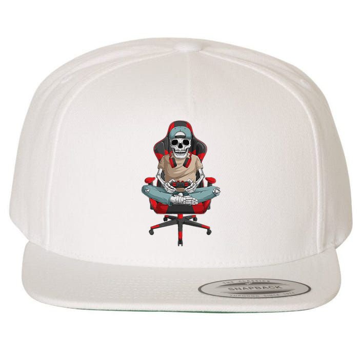 Halloween Skeleton Gamer Video Gaming Wool Snapback Cap
