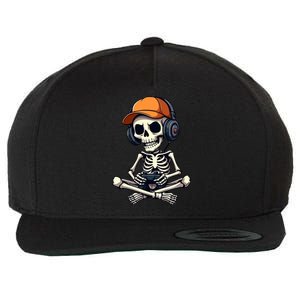 Halloween Skeleton Gamer Video Gaming Gift Wool Snapback Cap