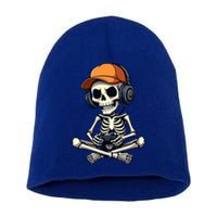 Halloween Skeleton Gamer Video Gaming Gift Short Acrylic Beanie