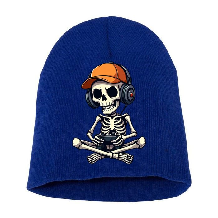 Halloween Skeleton Gamer Video Gaming Gift Short Acrylic Beanie