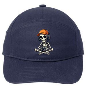 Halloween Skeleton Gamer Video Gaming Gift 7-Panel Snapback Hat