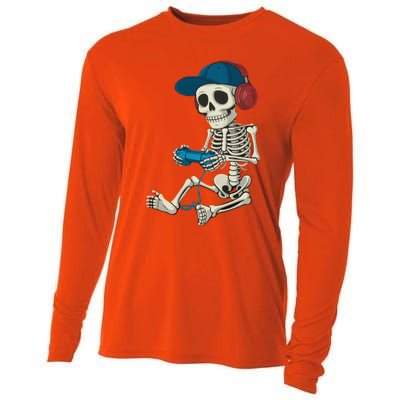 Halloween Skeleton Gamer Video Gaming Gamer Gift Cooling Performance Long Sleeve Crew