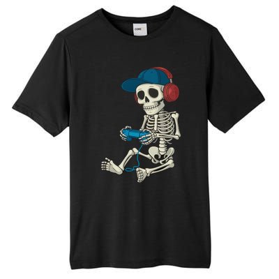 Halloween Skeleton Gamer Video Gaming Gamer Gift Tall Fusion ChromaSoft Performance T-Shirt