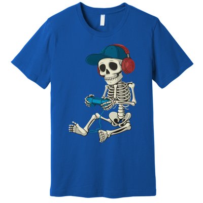 Halloween Skeleton Gamer Video Gaming Gamer Gift Premium T-Shirt