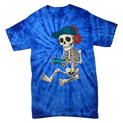 Halloween Skeleton Gamer Video Gaming Gamer Gift Tie-Dye T-Shirt