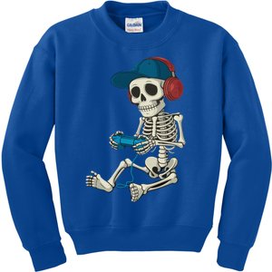 Halloween Skeleton Gamer Video Gaming Gamer Gift Kids Sweatshirt