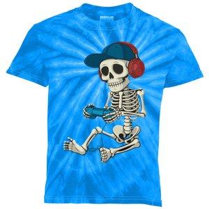 Halloween Skeleton Gamer Video Gaming Gamer Gift Kids Tie-Dye T-Shirt