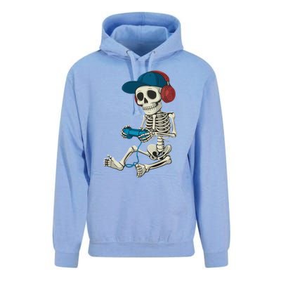 Halloween Skeleton Gamer Video Gaming Gamer Gift Unisex Surf Hoodie