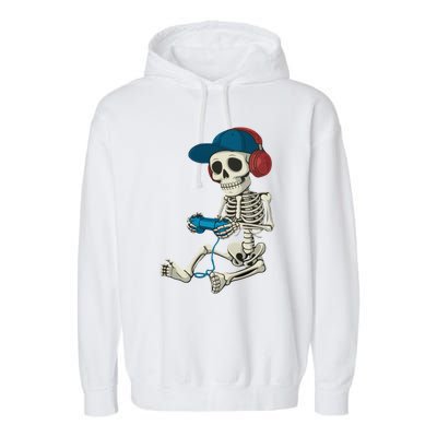 Halloween Skeleton Gamer Video Gaming Gamer Gift Garment-Dyed Fleece Hoodie