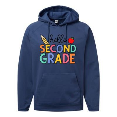 Hello Second Grade Team 2nd Grade Back To School Teacher Performance Fleece Hoodie