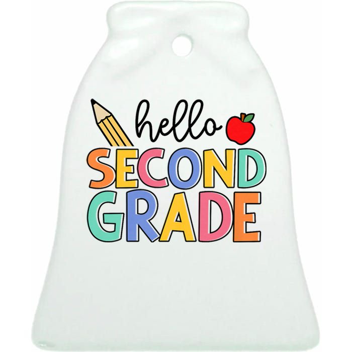 Hello Second Grade Team 2nd Grade Back To School Teacher Ceramic Bell Ornament