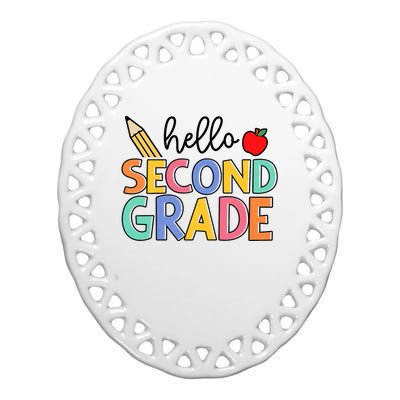 Hello Second Grade Team 2nd Grade Back To School Teacher Ceramic Oval Ornament