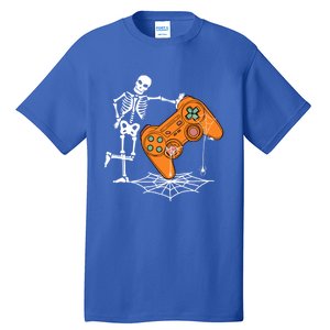 Halloween Skeleton Gamer Video Gaming Controller Scary Funny Gift Tall T-Shirt