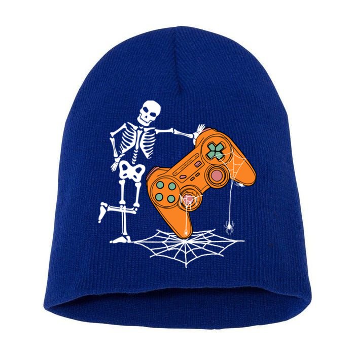 Halloween Skeleton Gamer Video Gaming Controller Scary Funny Gift Short Acrylic Beanie